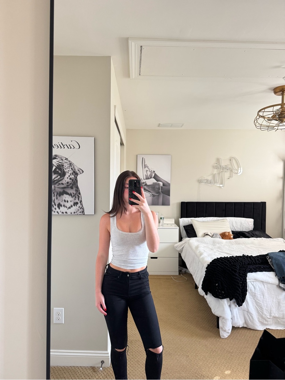 Topshop Moto Leigh Black Ripped Skinny Jeans